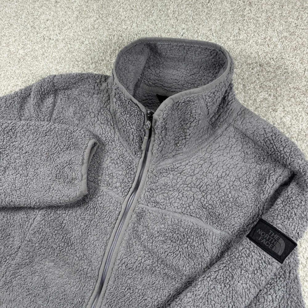 The North Face Fleece Jacket Womens XL Gray Full Zip Sherpa Mock Neck 01499